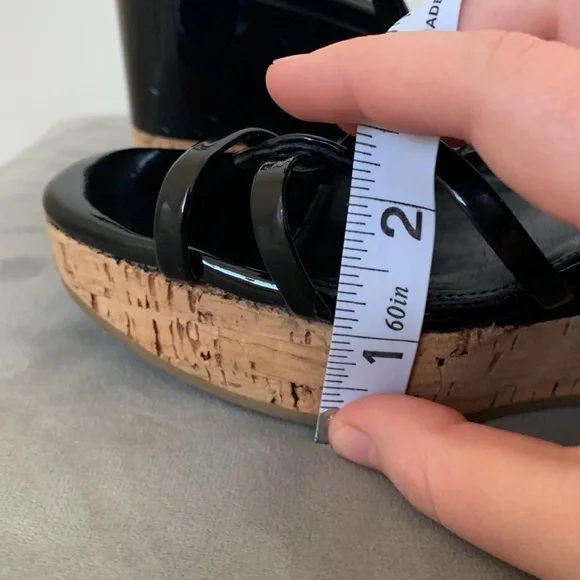 Prada Slingback Black Cork Wedge Sandals - Picture 9 of 10